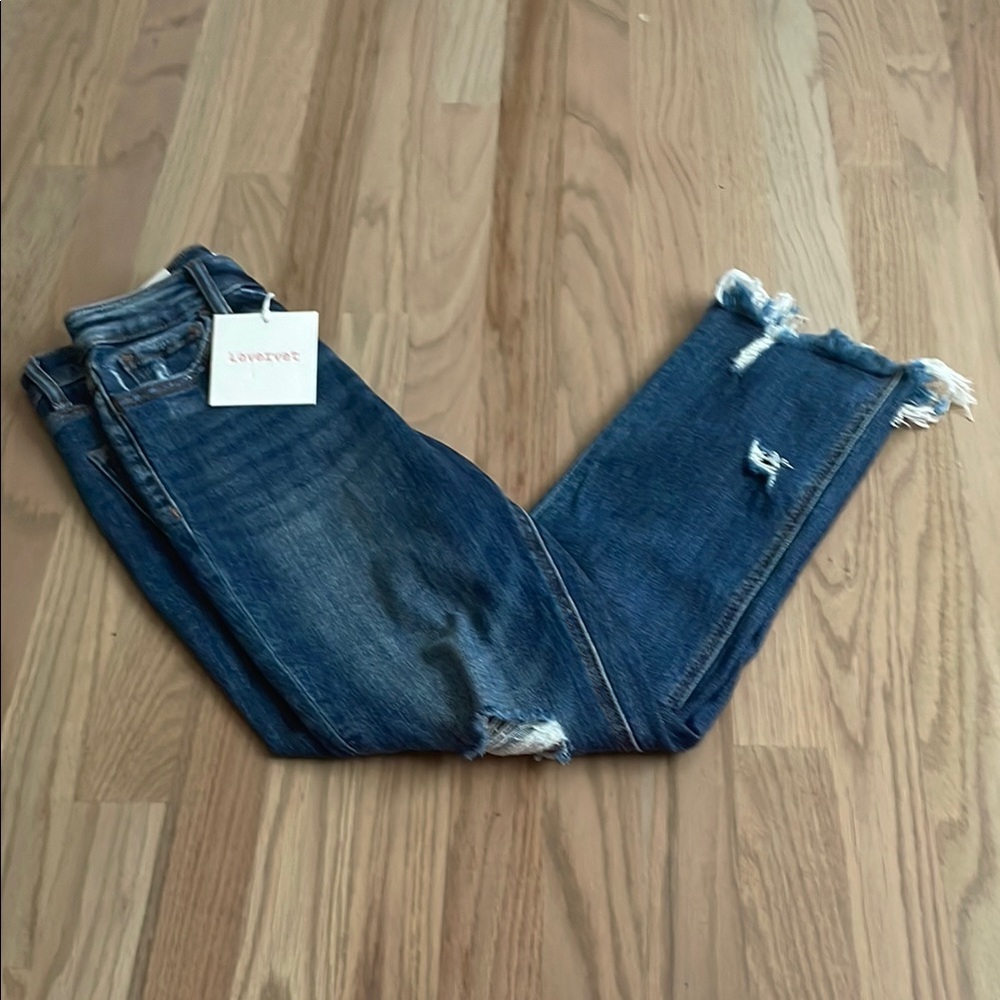 NWT Vervet Women’s Blue Straight Leg Jeans with Worn-In Look Size 25